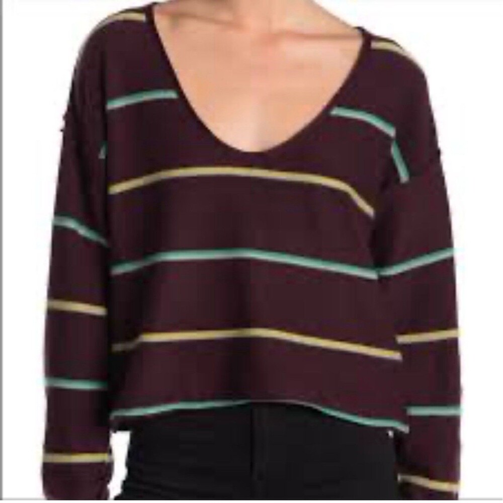 Free People Make You Mine Striped Crop 90’s Oversized M